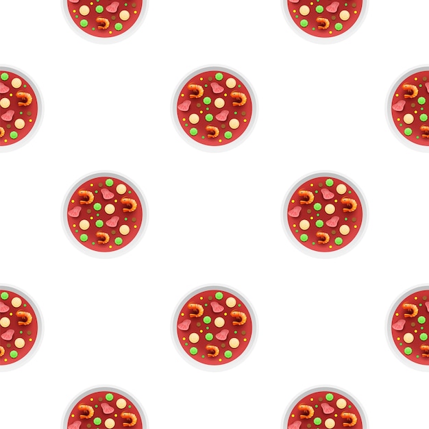 Patrón Sin Fisuras Elementos Abstractos Sopa De Camarones Comida Rápida Vector Diseño Estilo Fondo Ilustración