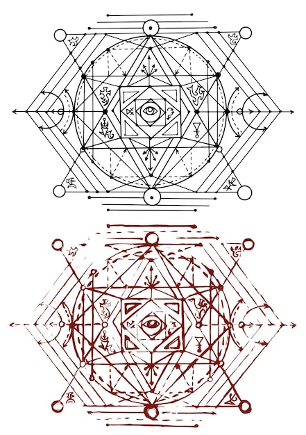 Patrón sin fisuras con elementos y formas de geometría sagrada