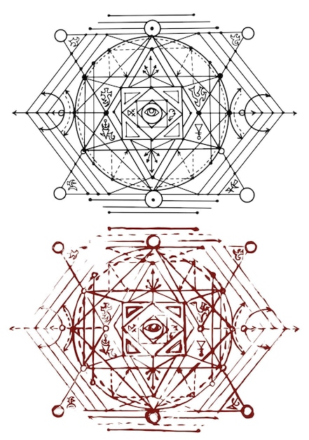 Patrón sin fisuras con elementos y formas de geometría sagrada