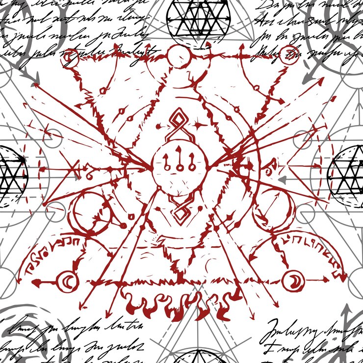 Vector patrón sin fisuras con elementos y formas de geometría sagrada
