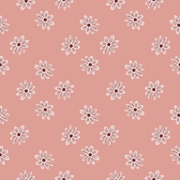 Patrón sin fisuras con estampado de margaritas de flores de doodle. Estilo minimalista. Adorno moderno. Diseño gráfico para envolver texturas de papel y tela. Ilustración de vector.