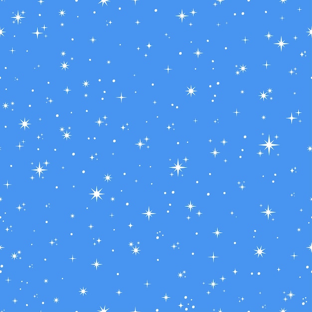 Patrón sin fisuras con estrellas blancas y fondo azul.
