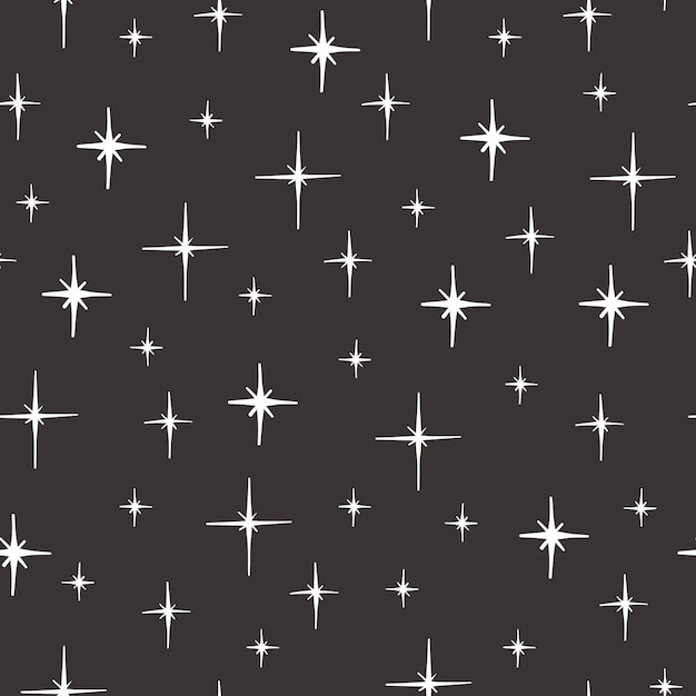 Patrón sin fisuras con estrellas dibujadas a mano en estilo boho Vector