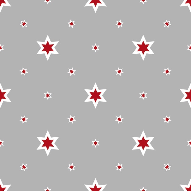 Patrón sin fisuras con estrellas representadas en superficie gris. ilustración vectorial
