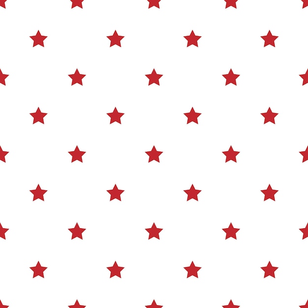 Patrón sin fisuras de estrellas rojas sobre un fondo blanco.