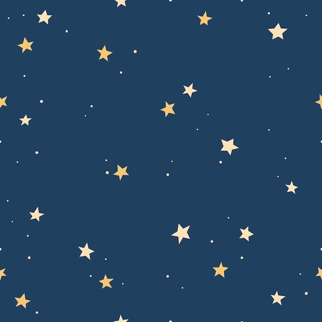 Patrón sin fisuras con estrellas sobre fondo azul oscuro