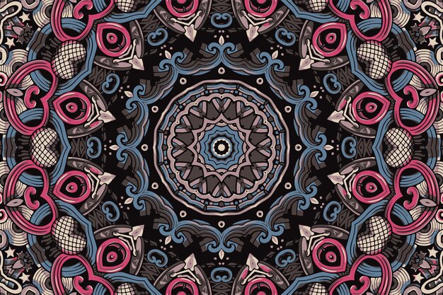 Patrón sin fisuras étnico boho arte mandala doodle vector fondo
