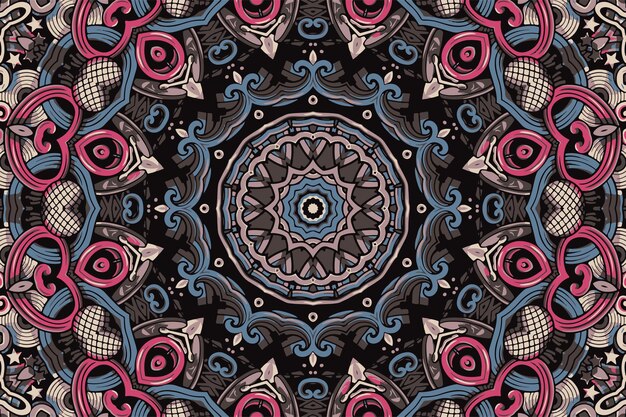 Patrón sin fisuras étnico boho arte mandala doodle vector fondo