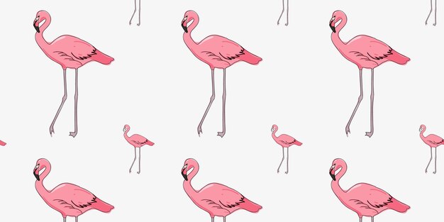 Patrón sin fisuras con flamencos rosados. garabatear