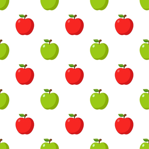 Patrón sin fisuras Flat Apple rojo y verde