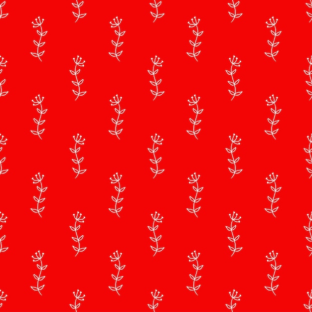 Patrón sin fisuras de flor blanca con fondo rojo