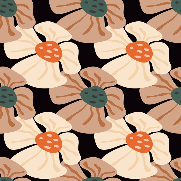 Patrón sin fisuras de flor de capullo grande contemporáneo Lindo fondo de flores estilizadas