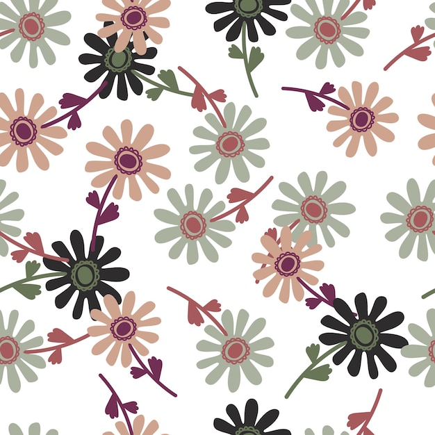 Patrón sin fisuras de flor ingenua Lindo fondo floral sin fin