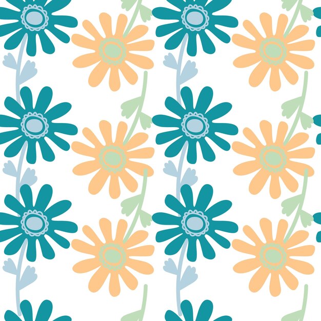 Patrón sin fisuras de flor ingenua Lindo fondo floral sin fin