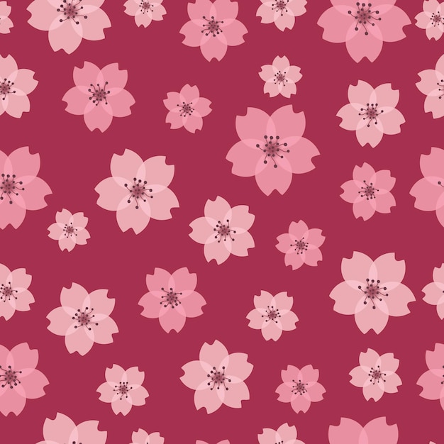 Patrón sin fisuras con flor rosa flores de cerezo sakura fondo