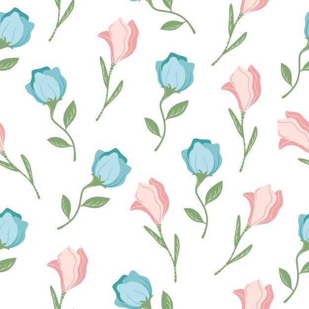 Patrón sin fisuras con flores de colores dibujados a mano objetos naturales florales