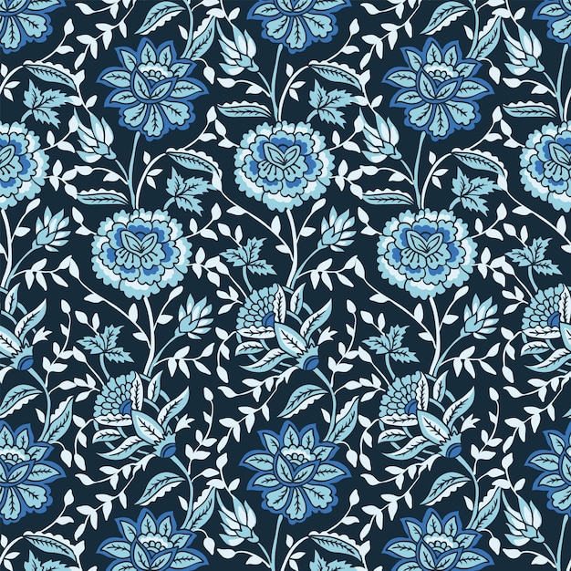 Patrón sin fisuras con flores de fantasía papel tapiz natural decoración floral ilustración rizada