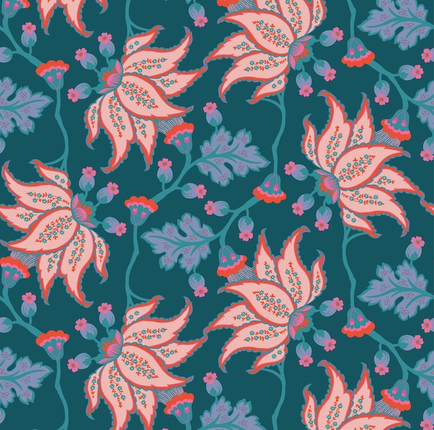 Patrón sin fisuras con flores de fantasía papel tapiz natural Estampado paisley elementos dibujados a mano