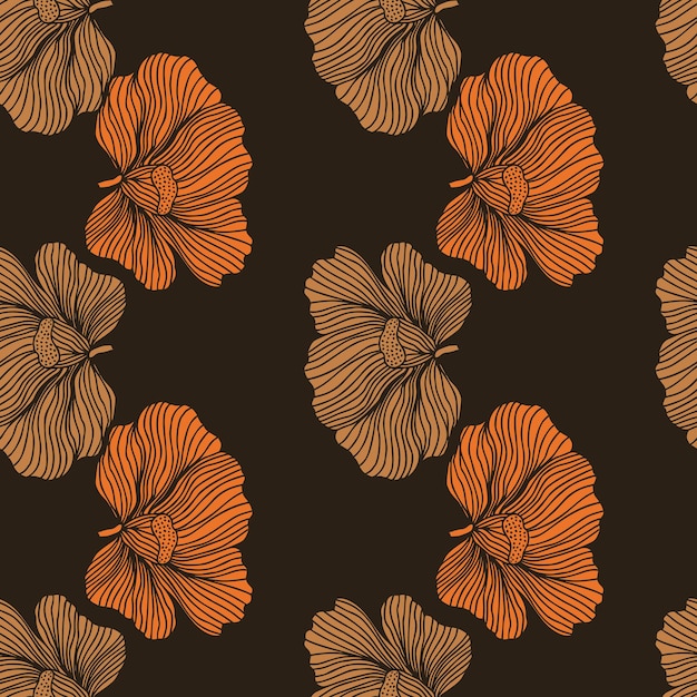 Patrón sin fisuras con flores de hibisco Fondo floral vintage