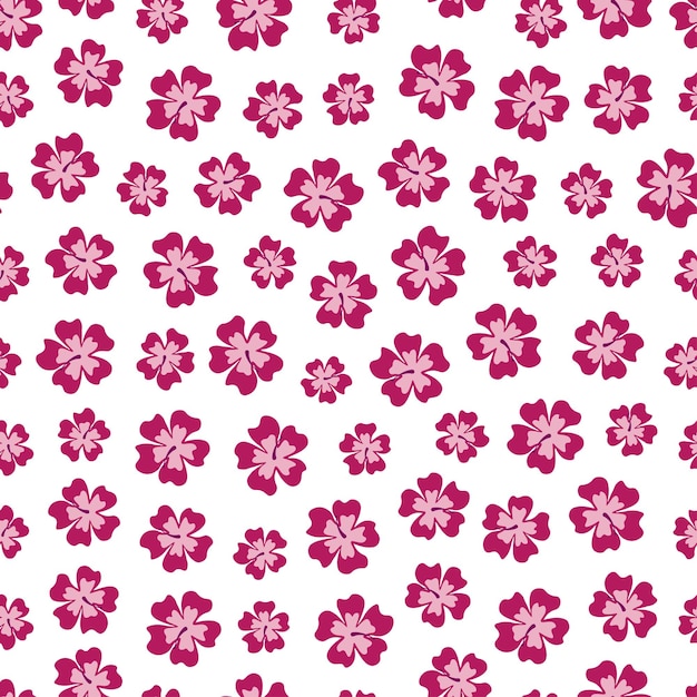 Patrón sin fisuras con flores de hibisco púrpura