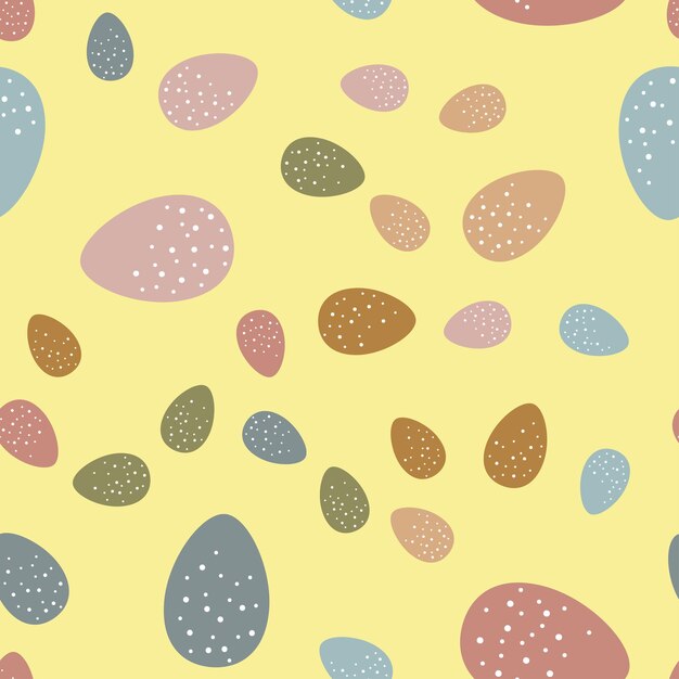Patrón sin fisuras con flores y huevos de Pascua. Flores, huevos, pascua, primavera. Textil, estampado, primavera.