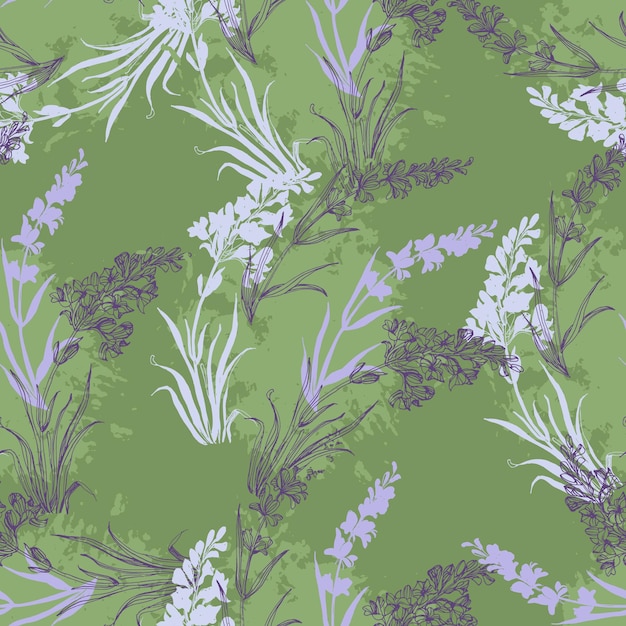 Patrón sin fisuras de flores de lavanda