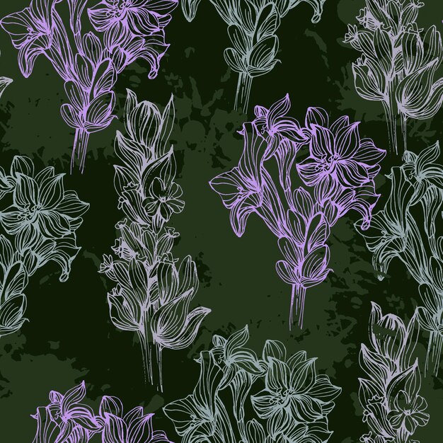 Patrón sin fisuras de flores de lavanda