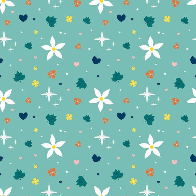 Patrón sin fisuras con flores sobre un fondo azul.
