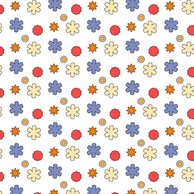 Un patrón sin fisuras de flores sobre un fondo blanco.
