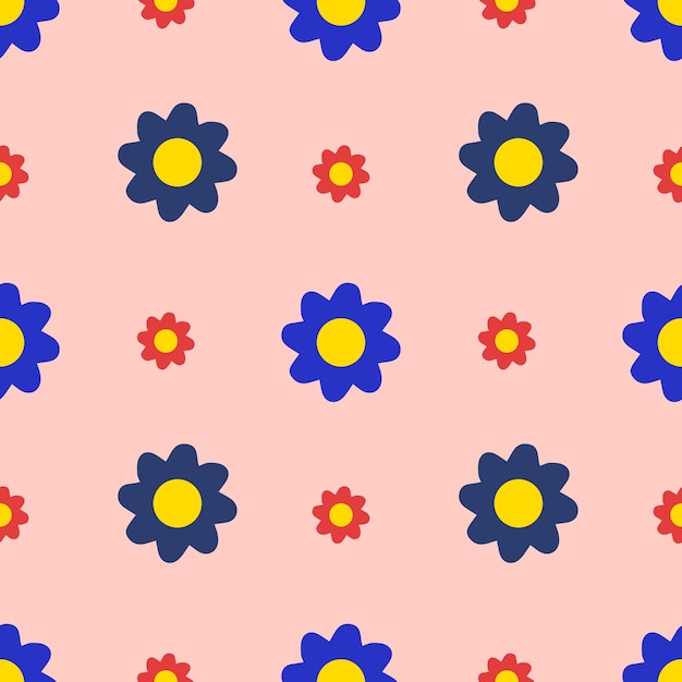 Patrón sin fisuras con flores sobre un fondo rosa