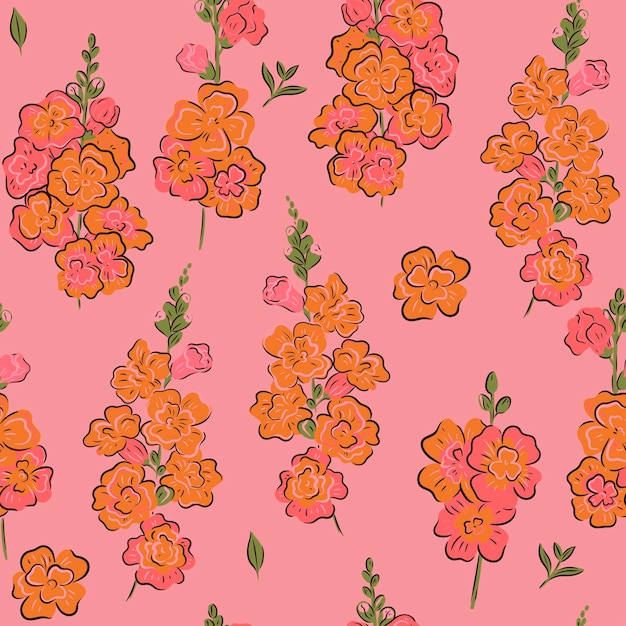 Patrón sin fisuras con flores en tonos rosa y coral gráficos vectoriales