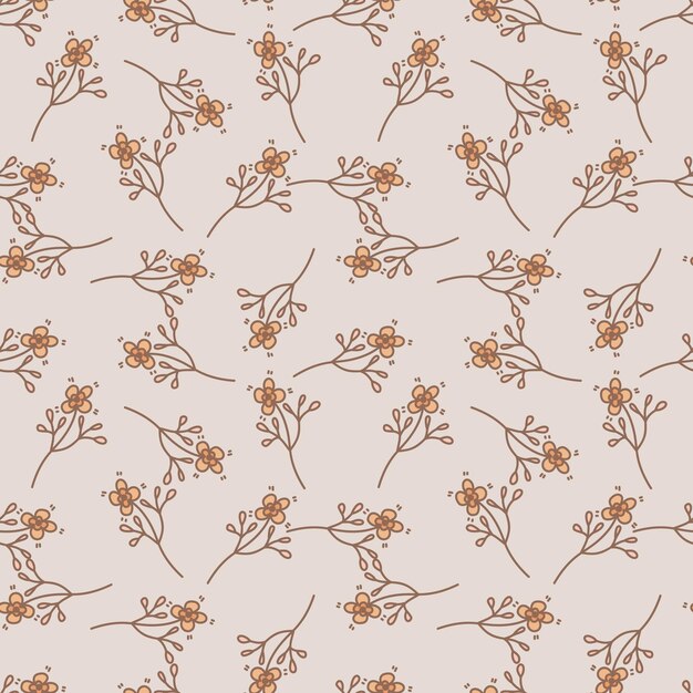 Patrón sin fisuras de flores vintage dibujadas a mano Fondo de pantalla floral simple