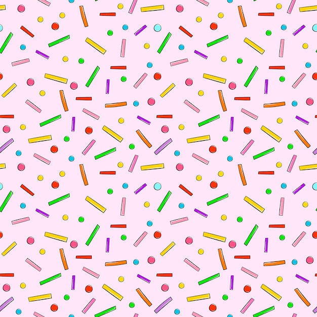 Patrón sin fisuras con fondo de vector de glaseado Donut chispitas de colores