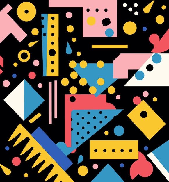 Patrón sin fisuras con formas y colores modernos y geométricos Diseño de Memphis Arte precisionista