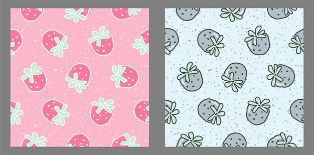 Patrón sin fisuras de fresa sobre fondo rosa y gris Ilustración vectorial