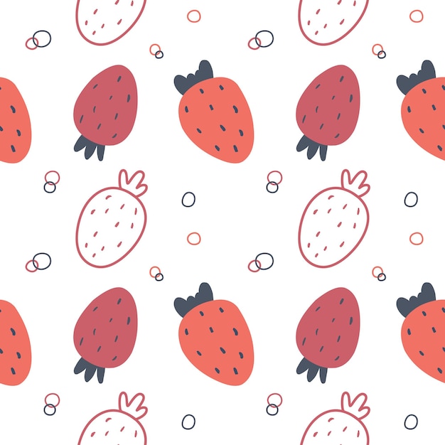 Patrón sin fisuras con fresas en el estilo escandinavo Impresión de ilustración infantil