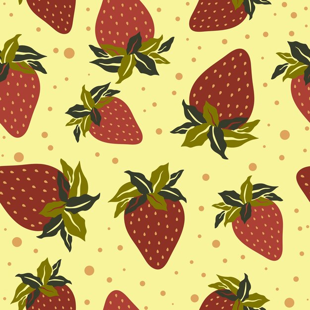 Patrón sin fisuras con fresas patrón con frutas ilustración plana