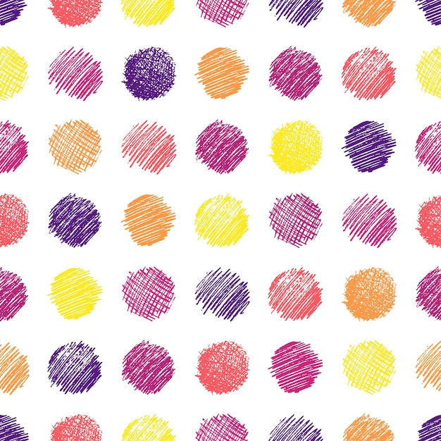 Patrón sin fisuras con frotis de garabatos de círculo negro dibujado a mano. Textura grunge abstracta. Ilustración vectorial