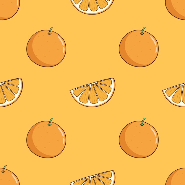 Patrón sin fisuras de fruta naranja con estilo doodle color