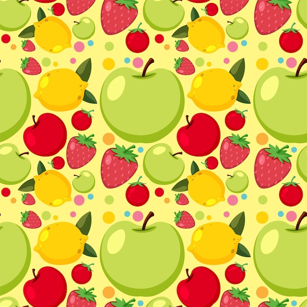Patrón sin fisuras de frutas de dibujos animados