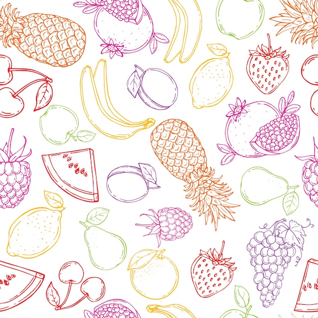 Vector patrón sin fisuras de frutas para su diseño. ilustración vectorial. dibujado a mano