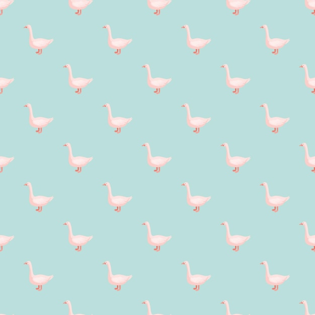 Patrón sin fisuras de ganso. Animales domésticos sobre fondo de colores. Ilustración vectorial para estampados textiles, telas, pancartas, telones de fondo y fondos de pantalla.