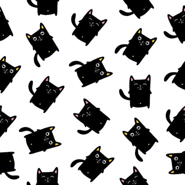 Patrón sin fisuras de gatos divertidos, ilustración vectorial Eps10.