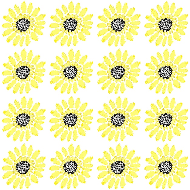 Patrón sin fisuras con girasoles Ilustración de vector de fondo moderno