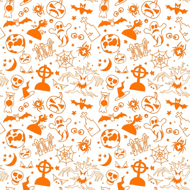 Patrón sin fisuras de Halloween con murciélagos fantasma y calabaza ilustración vectorial