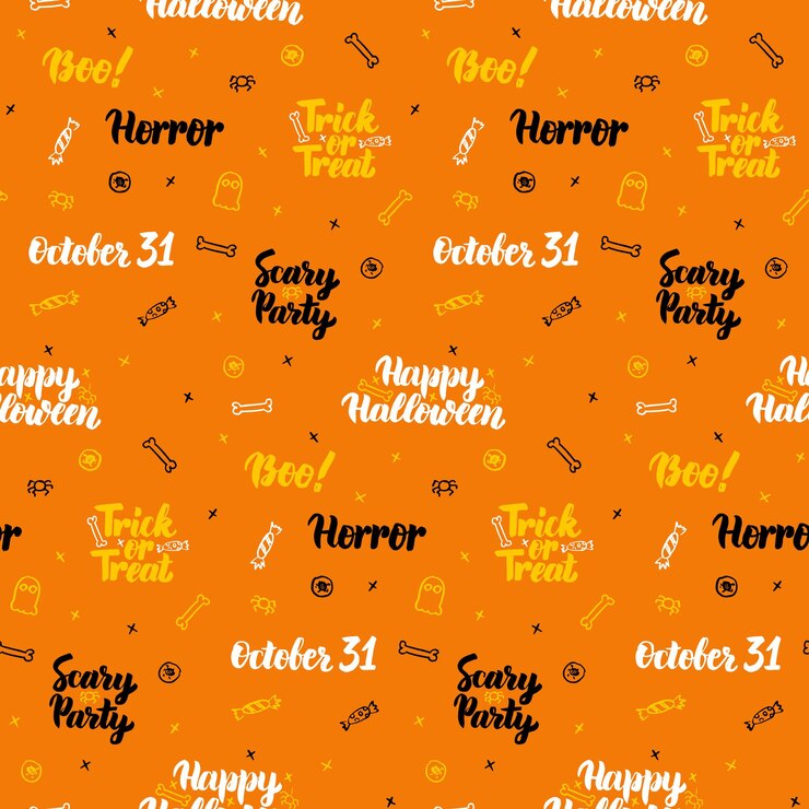 Vector patrón sin fisuras de halloween naranja. ilustración de vector de fondo de vacaciones. truco o trato.
