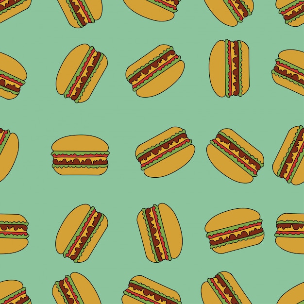Patrón sin fisuras con hamburguesas.