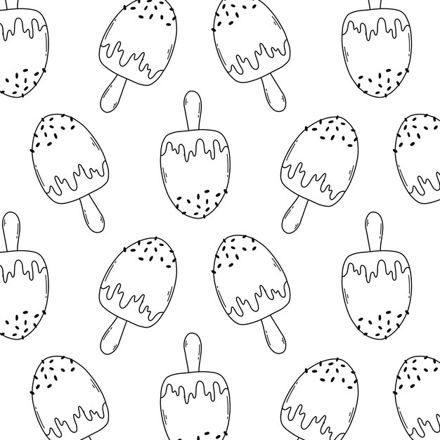 Patrón sin fisuras con helado en estilo doodle Ilustración vectorial Impresión lineal con helado