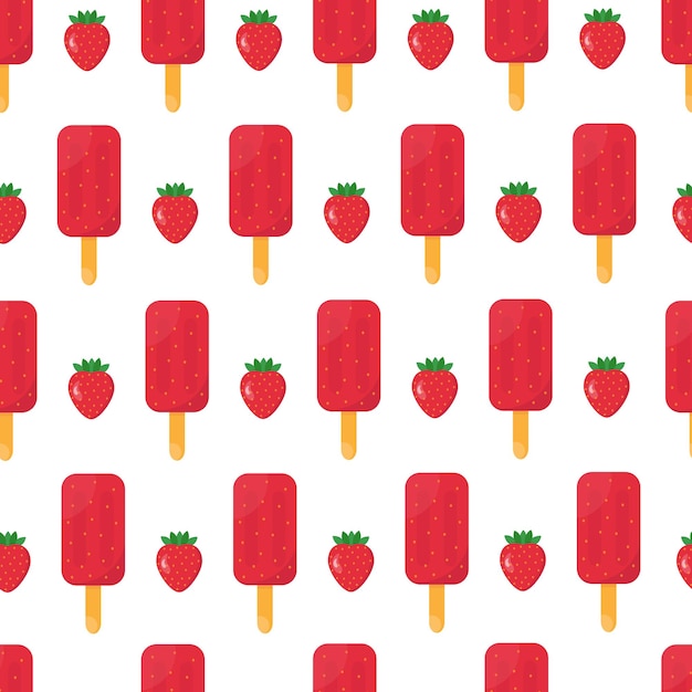 Patrón sin fisuras con helado de fresa