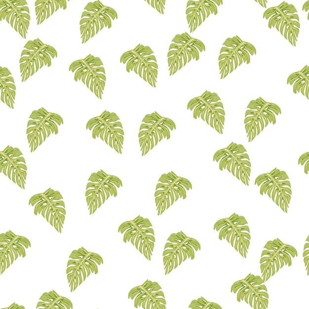 Patrón sin fisuras de la hoja de monstera con estampado tropical dibujado a mano. fondo de naturaleza moderna. ilustración de vector de textil de temporada.